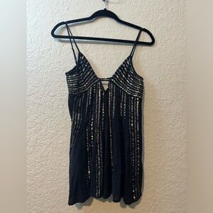 Sparkly Tie Back Black Tank Top, Size X-Small